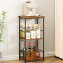 SWTYMIKI Coffee Bar Cabinet for Home - 3-Tier Sturdy Farmhouse Coffee Stand Station Multi-Purpose Buffet Sideboard - Kitchen Bar Table for Living Room, Corner, Small Space, Espresso