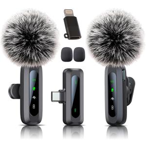 Wireless Mini Microphone for iPhone 15/16/17, iPad, Android, Wireless Lavalier Microphone with Noise Reduction, Portable USB C Lapel Mic for Video Recording, Vlog, Tiktok, YouTube