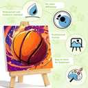 Reivworl Paint by Numbers Kit for Kids with Frame and Easel, Basketball Paint by Number for Kids Age 6-8-12, Paint by Numbers for Gifts and Home Decor (8X8inch)