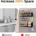 Magnetic Spice Rack for Refrigerator, 2 Pack Magnetic Shelf, Fridge Magnet Organizer with Moveable 6 Hooks, Magnetic Fridge Shelf for Kitchen Organization and Storage(Black, 2 Pack)