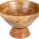 Creative Co-Op Boho Wood Pedestal Serving Bowl, Light Brown Finish (9-3/4" Round)