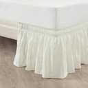 Lush Decor Ruched Ruffle Elastic Easy Wrap Around Bed Skirt Single Twin/Twin XL/Full Ivory - Twin Bed Skirt - Dust Ruffle - Cream Bedskirts