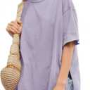 Girls Fashion T Shirts Raw Hem Oversized Summer T Shirt Short Sleeve Tops Tees Shirt 5-14 Years (9-10 Years)