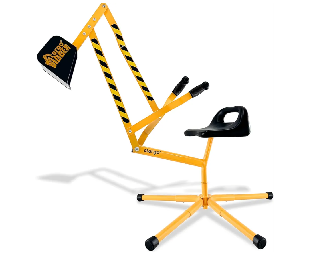 Stargo Kids Excavator Toy Sand Digger on Wheels, Steel Sandbox Digger Toys for Boys, Sand Toys Ride On Excavator, Beach Toys