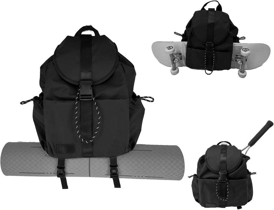 EKE Gym Yoga Tennis Backpack Sport Gift Versatile for Travel Commuting Swim Skateboard Badminton Casual Waterproof Women Men (Small 15in, Black)