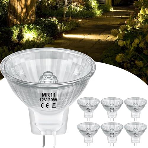 Nioclerce GU4 MR11 12V 20W - 6 Pack MR11 Halogen Bulb with GU4 Base, Dimmable MR 11 Bulb 2800k Warm White, Long Lasting GU 4 Halogen Bulb for Accent, Track Light,Precision Halogen Fiber Optic Bulb
