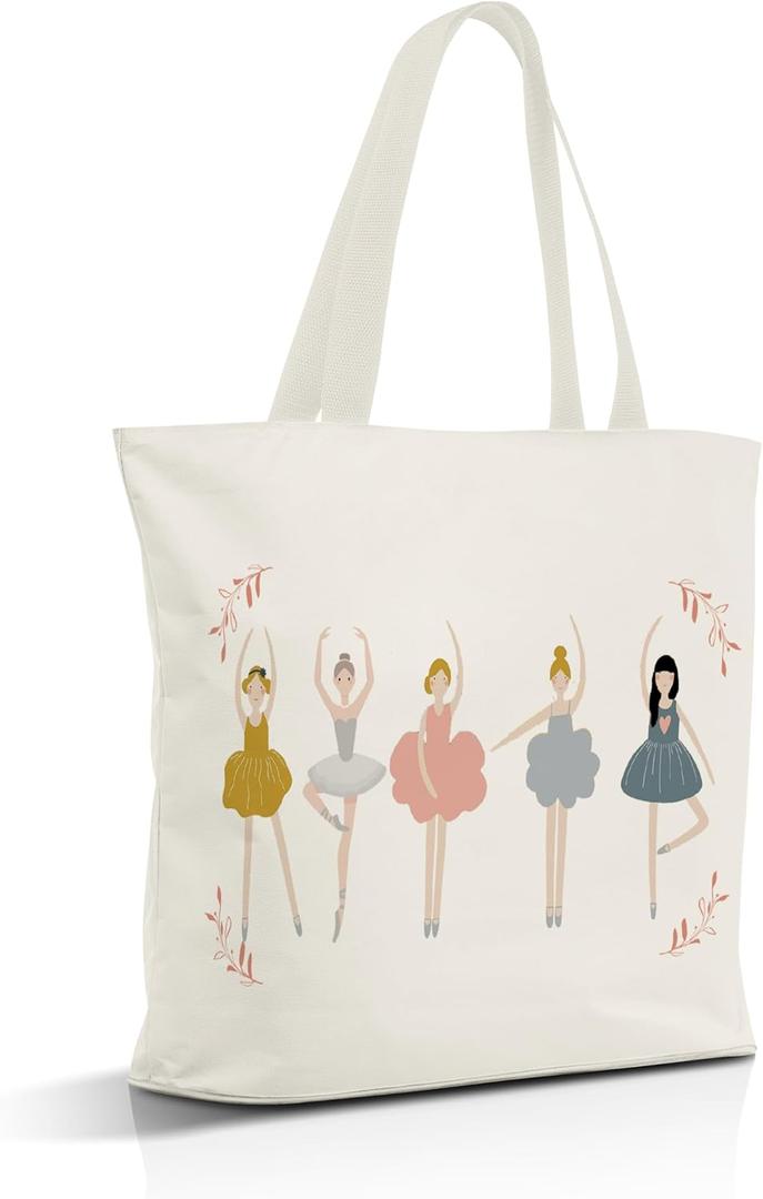 Ballet Gifts Canvas Tote Bag Aesthetic, Reusable Grocery Shopping Bags, Mother's Day Gifts, Teachers Day Gift, Birthday Christmas Dance Competition Gift (A03)