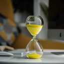 60 Minutes Hourglass Sand Timer Glass Sand Timer Egg Shape | For Kitchen Brushing Teeth School Teaching (Yellow Sand)