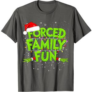 Forced Family Fun Christmas Shirts Matching Family Pajama T-Shirt, XL