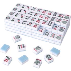 TIASUSAN American Mahjong Tile Set with 166 Blue Back Tiles (1.2, Tiles Only), 1.2 Inches X 5 Inches X 10 Inches