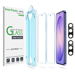 amFilm AutoAlignment OneTouch for Samsung Galaxy S26 Ultra 6.9" Screen Protector + Camera Lens Protector, Tempered Glass, 30 seconds Installation, Bubble Free, Case Friendly, AntiScratch [2+2 Pack]