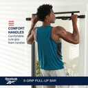 Reebok 8-Grip Pull-Up Bar, Multi-Function Upper Body Workout Rod, Door Frame Fitness Beam with 8 Sure Grip Foam Handles, Portable Chin Up Bar for Strength Training Exercise at Home or Gym
