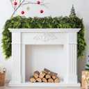 4 Pcs Artificial Cedar Garlands, 6 FT Real Touch Winter Cedar Garland, Green Artificial Greenery Pine Garland for Table, Mantle, Wall, Indoor, Outdoor Christmas Decorations