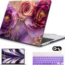 Mektron for 2025 M4 MacBook Air 13.6 Inch A3240 Case Fits 2023 A2681 M2 2024 A3113 M3 Chip with Liquid Retina Display Touch ID, Printed Plastic Hard Shell Cover for MacBook Air 13.6", Marble Flowers