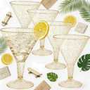 Liacere 24 Pack Gold Plastic Martini Glasses - 6.25oz Disposable Cocktail Glasses - Plastic Margarita Glasses Perfect for Wedding & Mother's Day & Summer Party