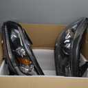 munirater 1 Pair Headlights for 2013 2014 2015 Accord Sedan Headlamp DRL Halogen Black Driver and Passenger Side RH&LH