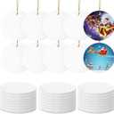 Sublimation Ceramic Ornament Blanks - 25PC Bulk White Round Porcelain Discs for Heat Press Printing - Personalized Xmas Tree Keepsake Crafts Gift