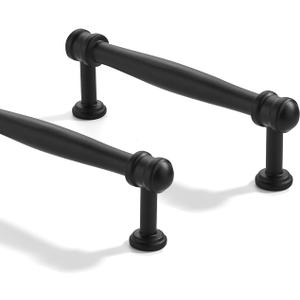 2 Pack 4 inch(102mm) Center to Center Black Cabinet Pulls Solid Cabinet Hardware Heavy-Duty Drawer Pulls Kitchen Handles for Cabinets Cupboard Handles