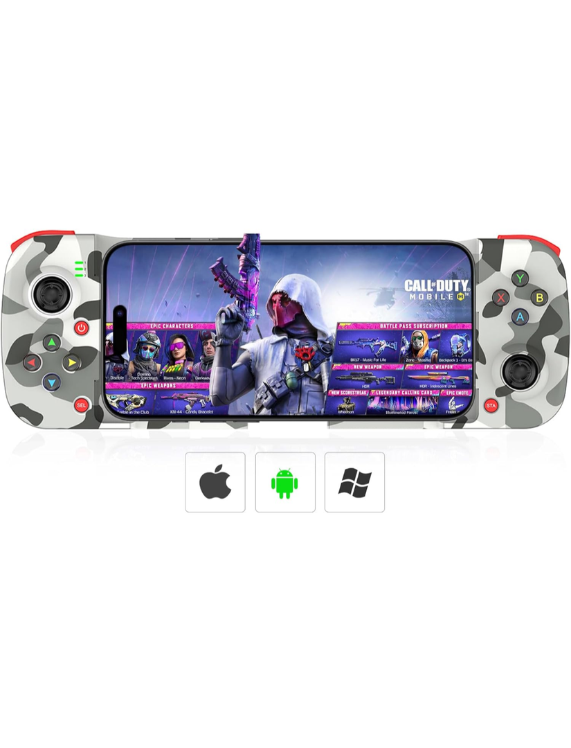 Megadream Mobile Game Controller Gamepad for iPhone iOS Android PC: Works with iPhone 16/15/14/13/12/11, iPad, Samsung Galaxy, TCL, Tablet, Call of Duty, Minecraft - Directly Play (Camouflage)