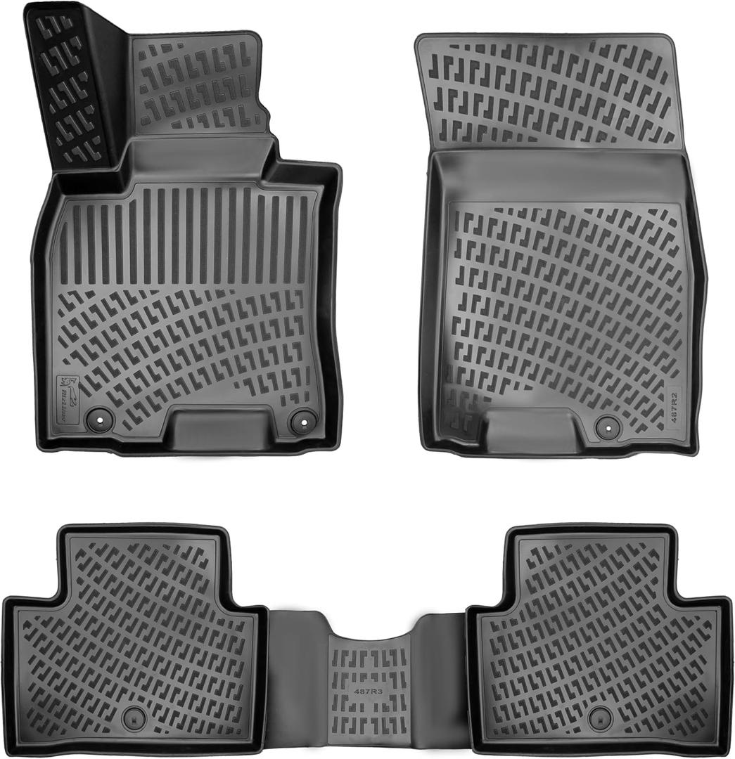 Genesis GV70 2026 (No Electrified Models) Floor Mats Custom Fit Rubber 3D Car Mats Laser Measured Floor Liners All Weather Heavy Duty Waterproof Odorless Non-Slip TPE (Front & Rear, Black)