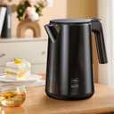 Electric Kettle 1.0L 1200W, 7 Temp Settings, 4H Keep-Warm, Fast-Boil Stainless Steel Electric Tea Kettle, 120V Water Boiler with Auto-Shut Off, Cool Touch PP Exterior for Home Office, Black