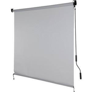 Aoodor 5% Openness Cordless Solar Fabric Roller Shade, 6'W x 8'H Sun Shade for Outdoor Gazebo Pergola Porch Use, 95% UV Protection Blinds, Grey