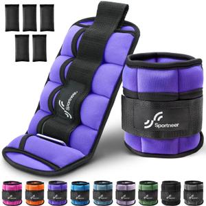 Sportneer Adjustable Ankle Weights for Women and Men 7 lbs/Pair Adjustable Leg Weights with Secure Straps, Strength Training Weighted for Yoga, Walking, Running, Aerobics, Gym, Physical Therapy (Purple)