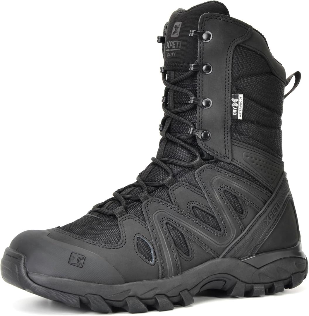 XPETI X-FORCE 8" Waterproof Tactical Boots (Black) 8.5