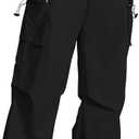 Men's Baggy Cargo Pants Vintage Casual Drawstring Parachute Pant Loose Fit Jogger Streetwear Pants with Pockets (X-Large, Black)