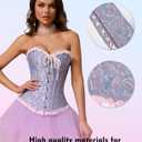 SZIVYSHI Corset Tops for Women, Bustier Shapewear Lingerie, Lace Waist Push Up Bodysuit (Pink, S)