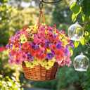 16 Bundles Artificial Flowers for Outdoors Fake Flowers Faux Plants for Indoor Outside Garden Porch Window Box Hanging Planters Home Farmhouse (4 Colors)