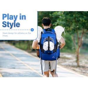 Himal Outdoors Lacrosse Bag with Helmet Storage- Premium Lacrosse Backpack with Two Stick Holder- Extra Large Separate Shoe Compartment-Zipper Pocket & Towel Ring and Padded Shoulder Straps, Blue