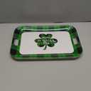 gisgfim 2Pcs St. Patrick's Day Serving Trays with Handle 16 x 11 Inch Large Melamine Rectangular Buffalo Plaid Serving Platter Tray Lucky Shamrock Melamine Dishes for Serving Food Outdoor Party