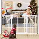 Cumbor 29.7-57" Extra Wide Baby Gate for Stairs, Mom's Choice Awards Winner-Dog Gate for Doorways, Pressure Mounted Walk Through Safety Child Gate for Kids Toddler, Tall Pet Puppy Fence Gate, White