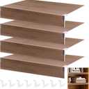 FONUNO Wire Rack Covers for Pantry Shelf Covers for Wire Shelving Liners Removable 4 Pack with Holders for Closet Pantry Kitchen Bathroom Office Store, 24 x 12 Inch, Walnut Brown Wood Color
