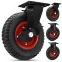 W B D WEIBIDA 8 Inch Heavy Duty Caster Wheels Set of 4, 2200 LBS Outdoor Industrial Wheels Swivel Large Rubber Casters with Brake for Workbench, Dolly, Cart, Trolley, Wagon (2 Brake & 2 Fixed)