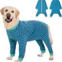 Yeapeeto Dog Onesie Surgery Recovery Suit for Large Medium Bodysuit Dogs Pajamas PJS Full Body for Shedding, Prevent Licking, Wound Protection, Cone Alternative (Blue Green, 4X-Large (Pack of 1))