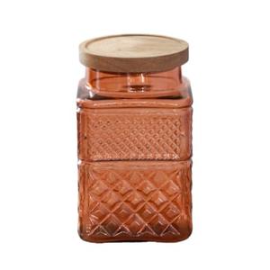 ANSQU Square Glass Canister, 61oz Candy Jar with Lid, Glass Food Storage Containers for Ground Coffee, Tea, Sugar, Decorative Mason Jar Cookie Jars (Amber)