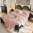 SONORO KATE 100% French Pure Linen Sheets, Breathable and Durable Linen King Size Sheets, Anti-Tear Linen Bed Sheets, Machine Washable, 16 Inch Deep Pocket - 4 Piece (Pink, King)