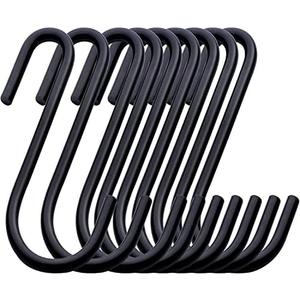 Rivexy 20 Pack 2.4" Black S Hooks for Hanging Heavy Duty, Jean Hooks for Closet, S Hooks for Hanging Plants & Pots, S Shaped Hooks, Utensils, Pots & Pans, Clothes, Bags, Towels