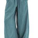 SeeLuNa Linen Pants for Women Cotton Baggy Boho Casual Palazzo Pants Wide Leg Long Lounge Trousers with Pockets (L)