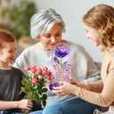 Mothers Day Flowers Gifts for Mom Women Birthday Gift Galaxy Glass Rose Forever Eternal Crystal Flowers Rose in Glass Dome with Butterfly Mother's Day Roses Gifts for Mom Daughter Wife Grandma Purple