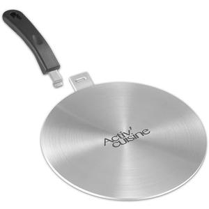 ACTIV CUISINE 9.45 inch Heat Diffuser, Stainless Steel Induction Cooktop Plate for Electric Gas Stove Glass, Induction Adapter with Detachable Handle, Protects Pot Cookware Accessories