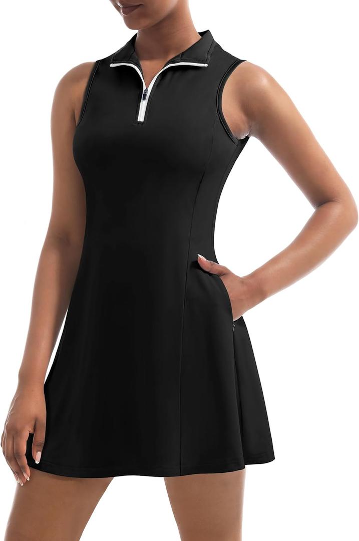 Tennis Dress for Women, Tennis Golf Dresses with Built in Shorts and Pockets for Sleeveless Workout Athletic Dresses (Medium, With Two Outer Pocket-black) Tennis Dress for Women, Tennis Golf Dresses with Built in Shorts and Pockets for Sleeveless Workout Athletic Dresses (Medium, With Two Outer Pocket-black)