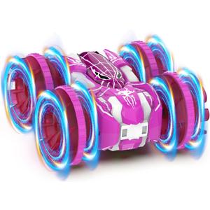 Waterproof Remote Control Car4WD Land & Water 2.4 GHz RC Car Remote Control Boat360Rotation RC Stunt with LED LightsBoys Girls Gifts All Terrain Water Beach Pool Toy Pink