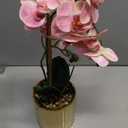 Pink Orchid Artificial Flowers Real Touch Indoor Orchid Plants with Gold Ceramic Vase for Dining Table Decor Centerpiece Home Decoration