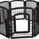 Amazon Basics 8-Panel Octagonal Plastic Dog Playpen, Portable Indoor/Outdoor Pet Fence with Gate, Exercise Pen for Puppies and Small Animals, 34 inches, Black