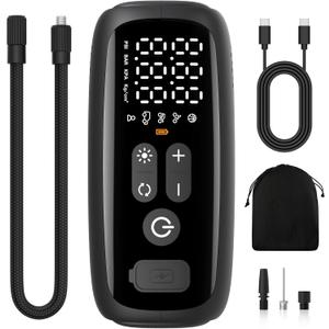 Tire Inflator Portable Air Compressor 150PSI,28 Cylinders 12V Electric Air Compressor,140W Auto Shut-Off with LED Light Air Pump,Portable Tire Pump for Motorcycle Car Tires,Bicycle,Moto,Ball (Black)