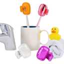 4 Pack Portable Toothbrush Head Protector, Protective Portable Plastic Clip's Toothbrush Cover for Household Travel, Camping, Bathroom, School, Work (Pink,Blue,White,Orange, Small)