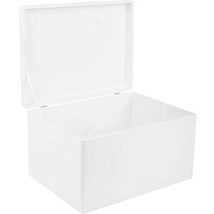 Large White Wooden Box Storage with Hinged Lid | 15.8 x 11.8 x 9.44 inches (+-0.5) | Gift Box for Tool Dog Toy Shoes Clothes Kitchen Storage Document | Wood Keepsake Chest (XXL | No Handles)